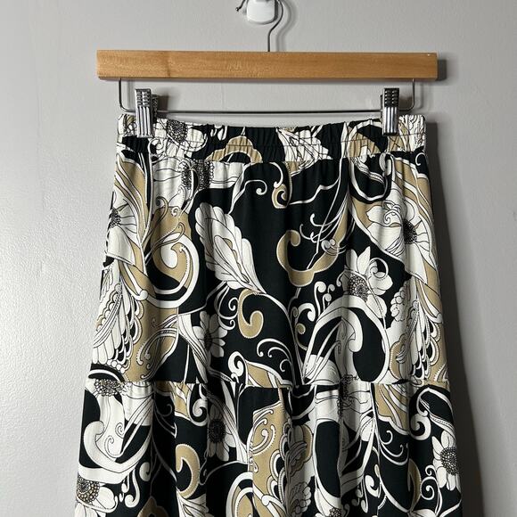 Modern Attraction Womens Y2K Fairy Midi Skirt Paisley Small Stretch Boho Tiered - Picture 2 of 6